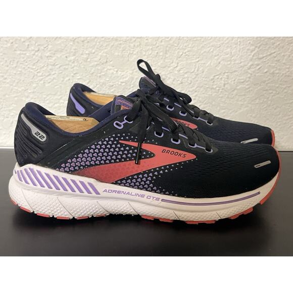 Brooks Adrenaline GTS 22 Black/Pink Running Shoes Sneakers Women's Size 8 B - Picture 2 of 10